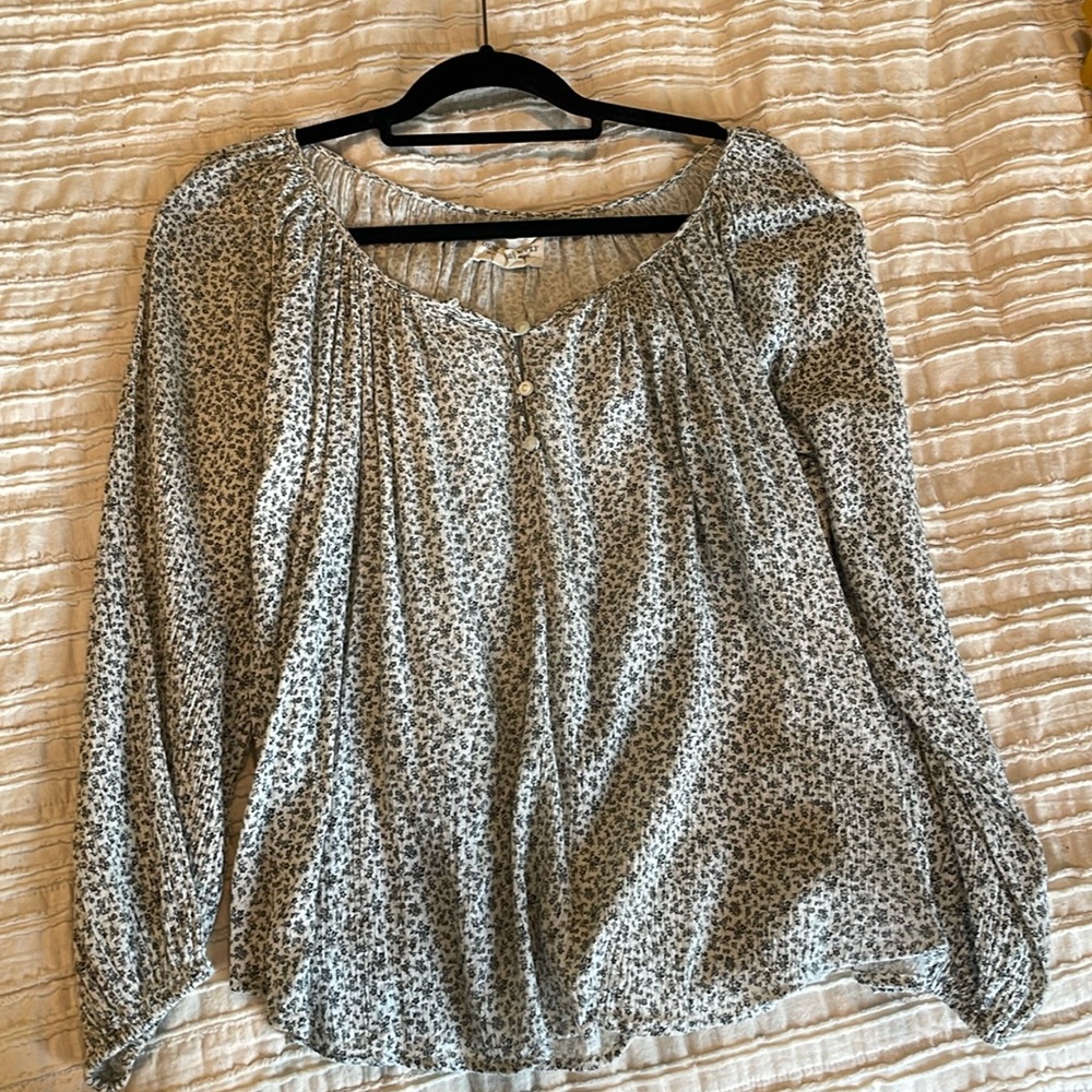 Gray floral blouse
